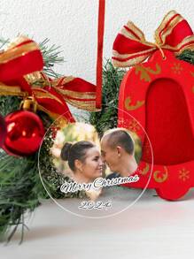 1 Personnalisé Acrylique Pendentif Arbre de Noël avec Photo cœur au Centre, Décoration de Noël Acrylique Personnalisée, Décoration de Noël Personnalisée, Artisanat Suspendu Photo Personnalisée, Parfait pour les Décorations de Maison, Fêtes, Arbres et Voitures et Noël, Un Cadeau Unique pour la Famille ou les Amis.