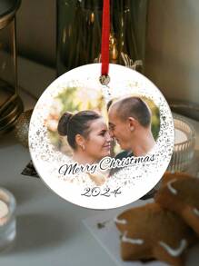 1 Personnalisé Acrylique Pendentif Arbre de Noël avec Photo cœur au Centre, Décoration de Noël Acrylique Personnalisée, Décoration de Noël Personnalisée, Artisanat Suspendu Photo Personnalisée, Parfait pour les Décorations de Maison, Fêtes, Arbres et Voitures et Noël, Un Cadeau Unique pour la Famille ou les Amis.