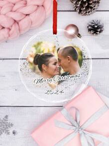 1 Personnalisé Acrylique Pendentif Arbre de Noël avec Photo cœur au Centre, Décoration de Noël Acrylique Personnalisée, Décoration de Noël Personnalisée, Artisanat Suspendu Photo Personnalisée, Parfait pour les Décorations de Maison, Fêtes, Arbres et Voitures et Noël, Un Cadeau Unique pour la Famille ou les Amis.