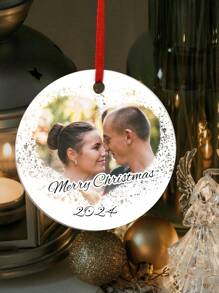 1 Personnalisé Acrylique Pendentif Arbre de Noël avec Photo cœur au Centre, Décoration de Noël Acrylique Personnalisée, Décoration de Noël Personnalisée, Artisanat Suspendu Photo Personnalisée, Parfait pour les Décorations de Maison, Fêtes, Arbres et Voitures et Noël, Un Cadeau Unique pour la Famille ou les Amis.