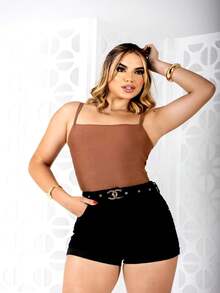 STYLISH WOMEN'S JEANS SHORTS WITH LYCRA AND BELT - màu đen - Xem 2