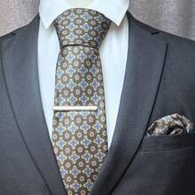 1/2/3 件男士石墨格子图案领带，经典 8 厘米（3.15 英寸）宽简约领带，适合男朋友、兄弟、父亲的时尚领带组合，适合商务、婚礼、毕业典礼、约会、音乐节等场合 - 石墨色 - 查看 3