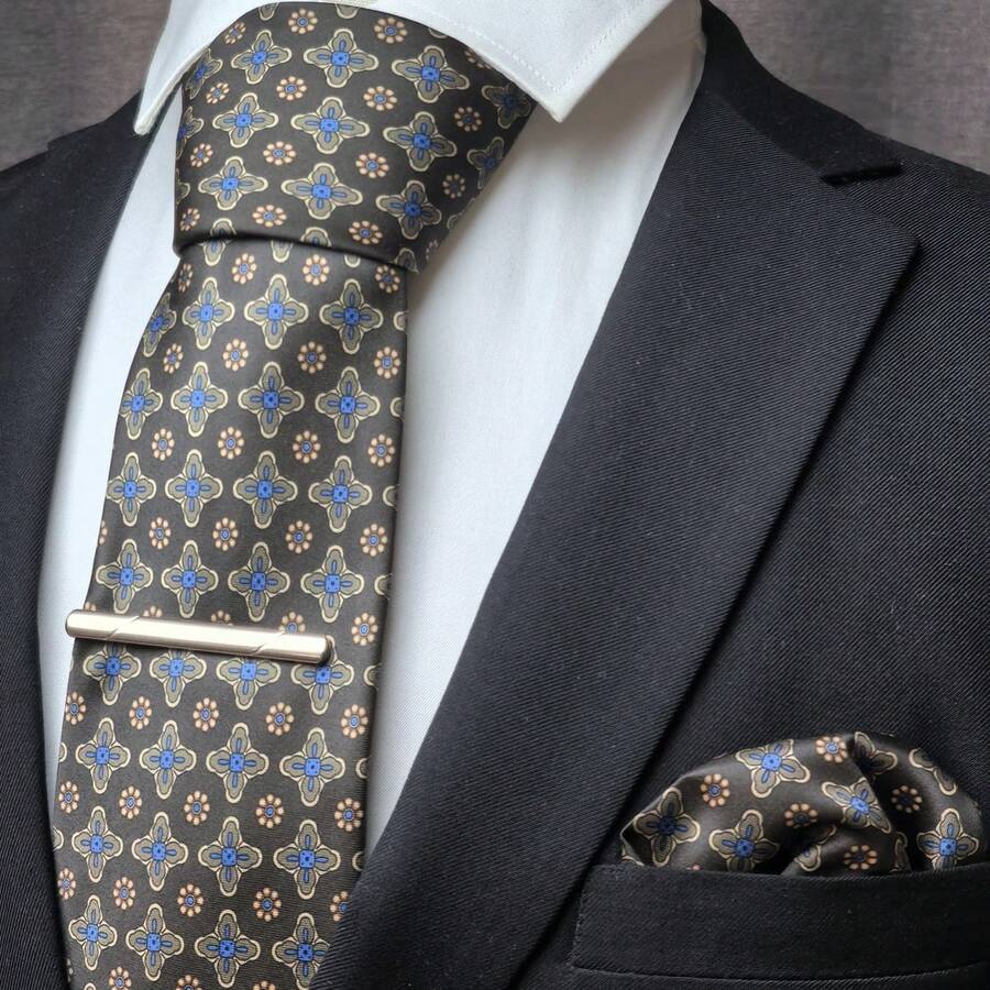 1/2/3 件男士石墨格子图案领带，经典 8 厘米（3.15 英寸）宽简约领带，适合男朋友、兄弟、父亲的时尚领带组合，适合商务、婚礼、毕业典礼、约会、音乐节等场合 - 石墨色 - 查看 1