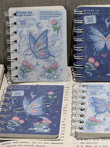 1 Stück zufälliges romantisches A7 Spiralbindung Notizbuch, dickeres kleines Hausaufgabenheft, Geschenkbuch, Schreibwaren, Schulmaterial, Rückkehr zur Schule