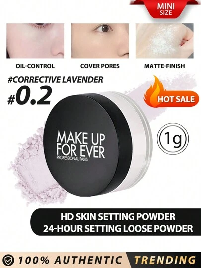  MAKE UP FOR EVER[Mini]高清定妆粉 #0.2 薰衣草矫正 1g 隐形微定妆散粉 超细定妆粉，可减少多余光泽，打造柔和哑光妆效，持续 24 小时，不会结块或增强质感，即使在较干燥的皮肤类型上也是如此。