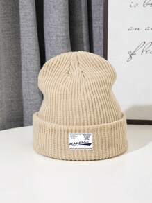 1pc Sports Elastic Extra Long Knit Beanie Cap, Warm Outdoor Skiing Hiking Cap With Cloth Label, MAKEFGE