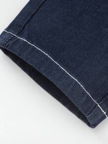Balabala Quần Jeans Ống Thẳng Cho Bé Trai Mùa Thu 2024 Thời Trang Và Đa Năng - Denim màu xanh đậm - Xem 8