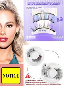 Lvcheryl 可重复使用的 2 磁性睫毛套件，无需胶水磁性睫毛自然外观，Manga 磁性睫毛套件带涂抹器 - 自然纖長款 - 查看 7