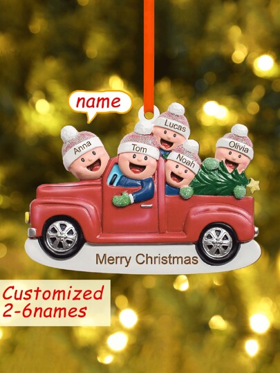 1 peça de decoração de árvore personalizada, enfeite de madeira com nomes personalizados de membros da família, pingente de decoração de árvore, suprimentos de decoração para casa para o Dia dos Namorados, presentes de decoração de Dia dos Namorados, aniversário, formatura