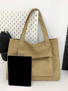 peach tree 1 件时尚简约纯色手提包，休闲单肩包，带多个手机口袋，商务、学校、通勤、青年、男士，圣诞节徒步旅行秋季旅行冬季礼物节日感恩节礼物男士礼物大容量多功能户外便携时尚休闲收纳袋电脑沙滩包运动包健身包手提包学生多功能爸爸礼物手拿包度假胸包侧包挎包皮包流浪包腰包男士礼物 - 彩色 - 查看 11