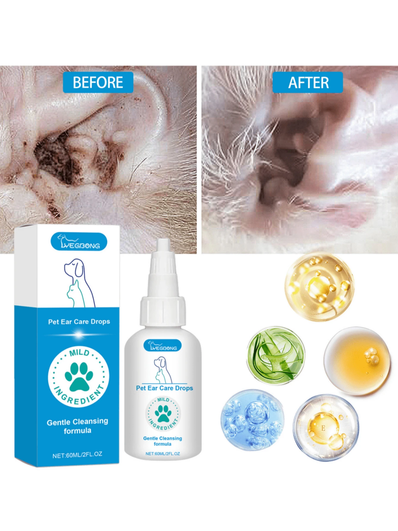 Pet Ear Care Drops Ear Cleaning And Earwax Care Drops For Dogs And Cats
