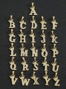 一套时尚字母项链和手链套装，不锈钢材质，适合儿童派对佩戴和日常装饰 - 金黃色 - 查看 7