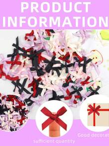 100pcs/Set Colorful Christmas Mini Satin Bow Ribbons, 0.12 Inch Mixed Color, Perfect For DIY Crafts, Hair Clips, Hats, Socks, Gift Wrapping, Apparel, Birthday Party Decorations, Bridal Wedding, Graduation Ceremony And Holiday Scenes,Christmas Valentine Day