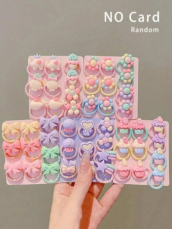 50 Peças Elásticos para Cabelo Aleatórios, Gentil com o Cabelo, Elásticos Adequados para Meninas - Faixas de Cabelo, Scrunchies de Cabelo Pequenos, Sem Cartões