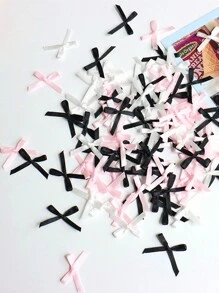 100pcs/Set Colorful Christmas Mini Satin Bow Ribbons, 0.12 Inch Mixed Color, Perfect For DIY Crafts, Hair Clips, Hats, Socks, Gift Wrapping, Apparel, Birthday Party Decorations, Bridal Wedding, Graduation Ceremony And Holiday Scenes,Christmas Valentine Day