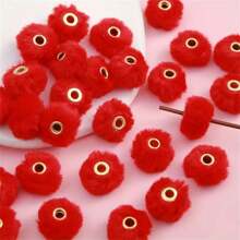 20/30/50/100pcs 15-Color Faux Rabbit Fur Pom Pom Beads, DIY Phone Charms, Car Accessories, Crafts Decoration Beads
