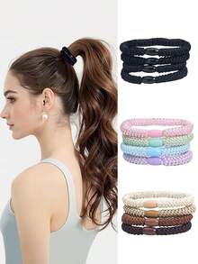 Dây buộc tóc bằng cao su bền chắc cơ bản, dây buộc tóc, phụ kiện buộc tóc đuôi ngựa đơn giản, độ đàn hồi cao, không nhăn - Nhiều màu - Xem 6