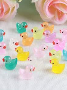 Set de 20 piezas de patitos que brillan en la oscuridad, mini patitos, juguetes de pato de colores aleatorios, figuras miniatura de resina luminosa para manualidades, regalos adorables y coleccionables, detalles para fiestas y relleno de bolsas de recuerdos, ideal para regalos de Pascua - Multicolor - Ver 4