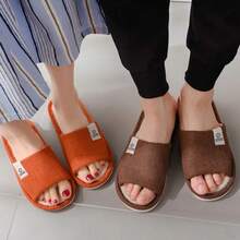 New Indoor Breathable And Silent Cotton Slippers For Women Linen For Home Use Non Slip And Odorless Living Room Men's Slippers - Blue - View 4