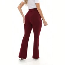 High Waist Flare Pants, Bell Bottom Flare Dress Pants In Crepe Knit Ref: CÇFLAI-2 - Màu Đỏ Sâu - Xem 7