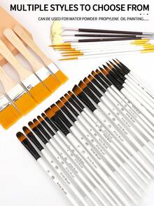 opeth Bộ 38 cọ vẽ cho họa sĩ, cán gỗ bền, lông nylon mềm, tròn, quạt, filbert, góc cạnh, cọ kẻ viền, thích hợp cho tranh acrylic, sơn dầu, màu nước - tuyệt vời cho họa sĩ và người mới bắt đầu - Một cỡ - Xem 8