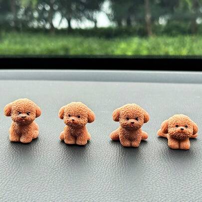 4 قطع بتصميم عشوائي شخصية الدببة الصغيرة الظريفة زخرفة شاشة عرض السيارة، زخرفة المكتب