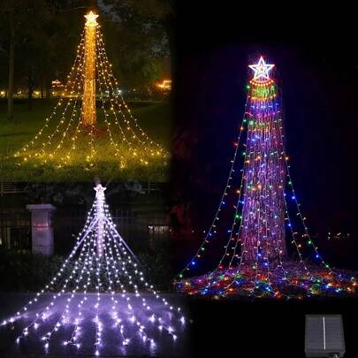 New Outdoor Christmas Lights 8 Modes And Timer With Remote, Outdoor Christmas Decoration Tree Lights With Plastic Star Tree Topper, Outdoor String Lights For New Year, Yard, Party, Garden, Holiday, Birthdaychristmas Decor Christmas Gift Thanksgiving Christmas Tree Decor Ornaments Christmas Light Bedroom Decor Home Decor Party Decor Holiday Festival Room Decor