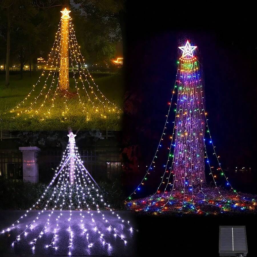 New Outdoor Christmas Lights 8 Modes And Timer With Remote, Outdoor Christmas Decoration Tree Lights With Plastic Star Tree Topper, Outdoor String Lights For New Year, Yard, Party, Garden, Holiday, Birthdaychristmas Decor Christmas Gift Thanksgiving Christmas Tree Decor Ornaments Christmas Light Bedroom Decor Home Decor Party Decor Holiday Festival Room Decor