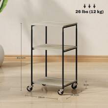 HOMCOM HOMCOM Support d'imprimante à 3 niveaux, meuble pour imprimante, sur roulettes, hauteur réglable, cadre en acier, pour bureau, maison, effet bois gris