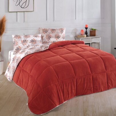Double Patterned Luxury Wellsoft Duvet With Double-Sided Pillowcase 195x215 Cm Quilt + Pillowcase Set