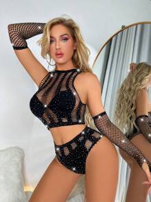 1 Đôi Găng Tay Dài Cosplay Trang Phục Găng Tay Khiêu Vũ - màu đen - Xem 1