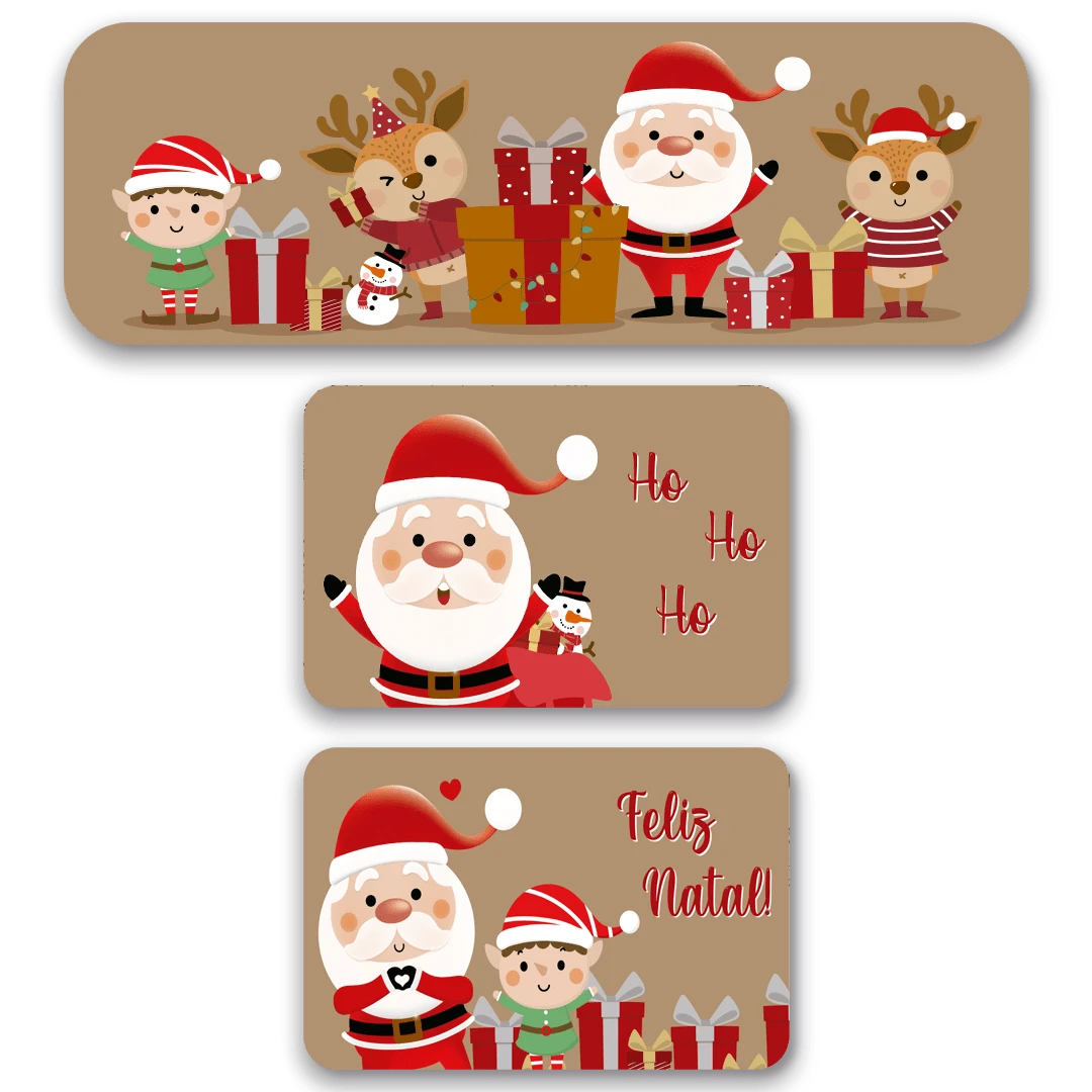 Set Of 3 Decorative Christmas Kitchen Mats, Santa Claus And , Non-Slip - 鏽棕色 - 查看 1