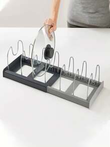 Organizador ajustable de cajones, Soporte retráctil para ollas, sartenes y tapas de la cocina - Multicolor - Ver 6