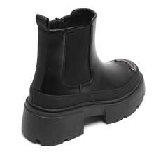 Chunky Platform Ankle Boots With Metallic Insert – Modern And Bold Style - Black - View 7
