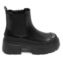 Chunky Platform Ankle Boots With Metallic Insert – Modern And Bold Style - Black - View 5