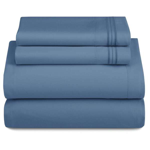 LUX DECOR 4 Pc Solid Blue Color Plain Bed Sheets - Brushed Microfiber Sheet Set With Pillowcases, Deep Pocket Bedding Set For Ultimate Comfort - Lightweight And Breathable Cooling Sheet Set For Everyday Use- Ideal For Home And Hotels