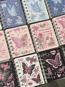 1 Stück zufälliges romantisches A7 Spiralbindung Notizbuch, dickeres kleines Hausaufgabenheft, Geschenkbuch, Schreibwaren, Schulmaterial, Rückkehr zur Schule