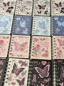 1 Stück zufälliges romantisches A7 Spiralbindung Notizbuch, dickeres kleines Hausaufgabenheft, Geschenkbuch, Schreibwaren, Schulmaterial, Rückkehr zur Schule