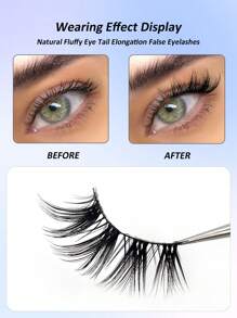 Asiteo 10 Pairs Natural Criss-Cross Cat Eye False Eyelashes, Lightweight Soft Fluffy Faux Mink Reusable Eyelashes, Suitable For Makeup And Lash Extensions - 眼尾拉長款 - 查看 4