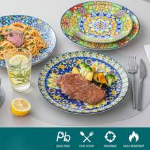 vancasso 6 Pieces Plate Set, Multicolour Set, Polychrome, Porcelain Dinnerware,Poreclain Dinner Plate For 6 Person, Ceramic Stamping In Bohemian Style - Multicolor - View 6