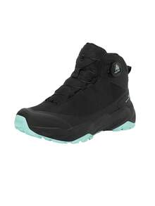 TECTOP 女士秋冬户外徒步鞋中筒靴旋钮鞋带防滑耐磨透气 - 黑色 - 查看 4