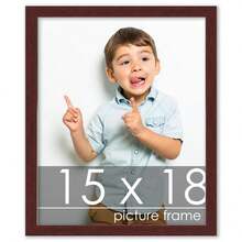 Custompictureframes.Com 15x18 Wood Frame With UV Acrylic 6 Finishes: Black White Bronze Silver Wood Mahogany - Dark Brown - View 2