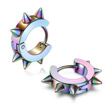 Bộ 2/10 chiếc khuyên tai đinh tán phong cách Punk bằng thép không gỉ, khuyên tai charm thép titan thời trang thường ngày dành cho nam giới, phụ kiện tiệc tùng, hộp đêm cá tính, đeo hàng ngày, khuyên tai có khớp nối bằng thép không gỉ, khuyên tai gai nhọn phong cách Punk, quà tặng cho bạn trai, quà tặng cho bạn gái, quà Giáng sinh - bạc - Xem 4