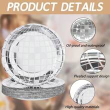 10pcs-Can Hold 10 Guests Lamp Ball Disposable Paper Plate Disco Party Tableware Disposable Round Dinner Plate Tableware Holiday Celebration Birthday Party Banquet Tea Party Wedding Exquisite Craft Fashion Match St. Patrick's Day Easter Valentine's Day