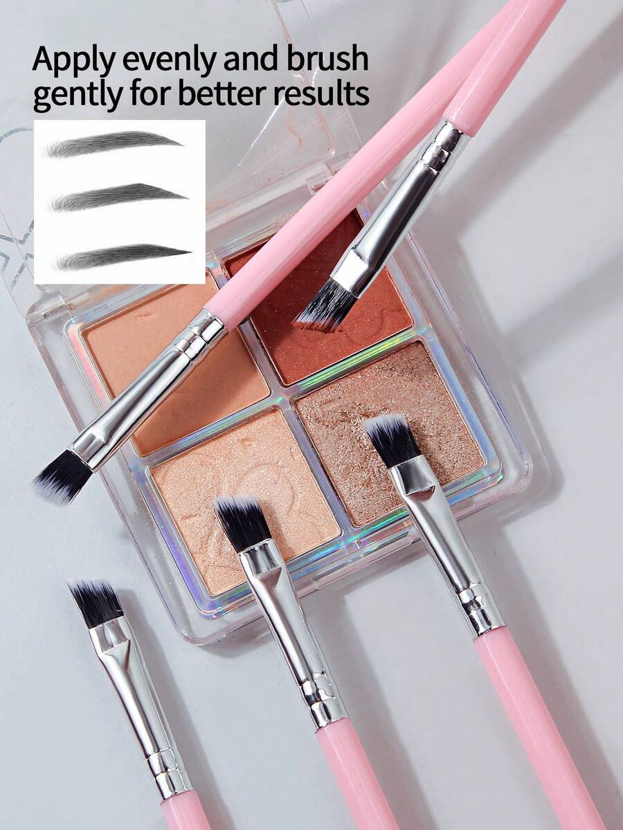 30pcs Pink Angled Eyeliner Brush Thin Slant Eyebrow Brush Soft Eye