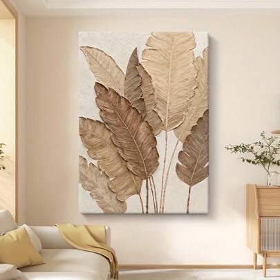 1 件/3 件 - 无框 Wabi-Sabi 植物印花，装饰艺术现代简约花卉叶帆布墙艺术，适用于家庭办公室、客厅、卧室、餐厅、室内壁挂装饰