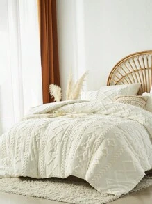 7 Piece Bed In A Bag Bed Comforter Set Queen, Elegant Tufted Comforter, Sheet And Pillowcase Set, Soft Microfiber, Comfortable And Warm Bedding Set, Bedroom Decor For All Seasons, Ideal Gift, Include 1 Comforter, 2 Pillowcases, 2 Pillowshams, 1 Flat Sheet And 1 Fitted Sheet - 白色 - 查看 2