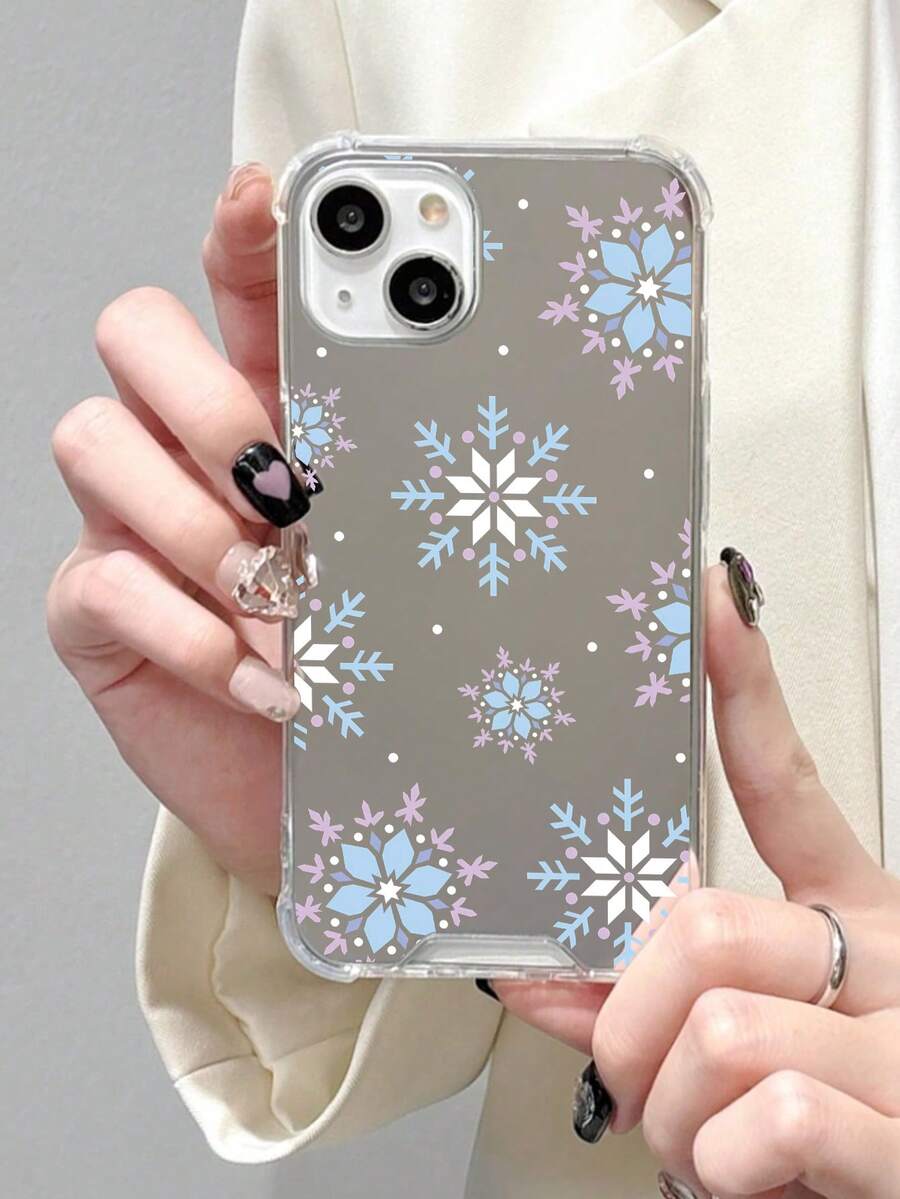 Ốp điện thoại bề mặt gương Acrylic họa tiết bông tuyết mùa đông 1 chiếc tương thích với iPhone - Nhiều màu - Xem 1