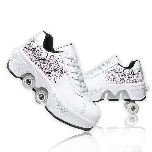 preyrocbirds Scarpe con rotelle, pattini a rotelle, skateboard, scarpe per bambini con rotelle, scarpe da pattinaggio, scarpe da ginnastica con ruote per ragazze e donne