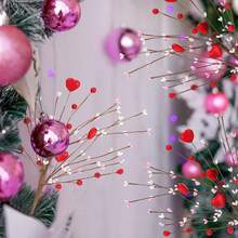 2 piezas Tallo de fresa roja artificial (45cm/17.7pulgadas) Ramas de rber con forma de corazón realistas para el Día de San Valentín, aniversario, boda, decoración del hogar, regalo (Red, rosa, blanco), Día del Padre, Regalo - Multicolor - Ver 12